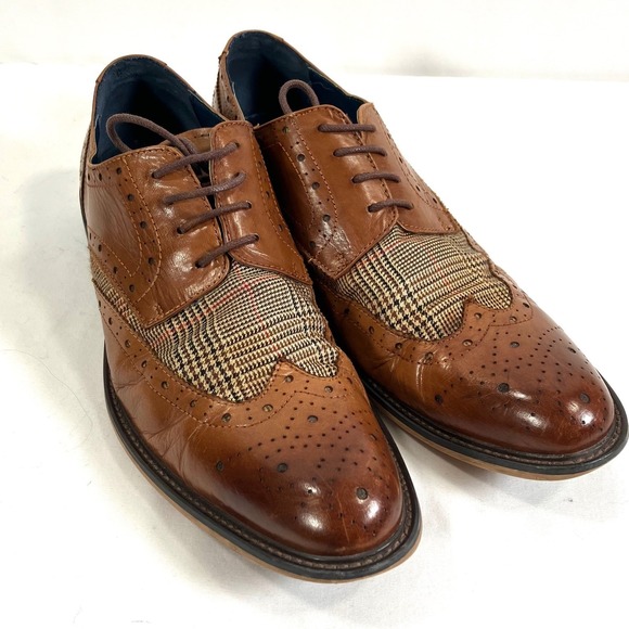 Vintage Foundry Co Other - Vintage Foundry Co Mens Stuttgart Wingtip Shoes Brown Leather Tweed Accent Sz 9